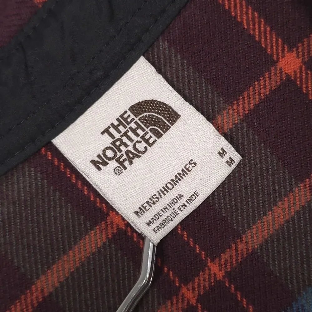 THE NORTH FACE Mens Shirt Plaid MEDIUM Flannel Lined Brown 100% Cotton